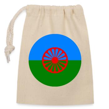 round sticker flag of romani people gift idea - Closable cotton gift bag (14x20cm) - nature - Front