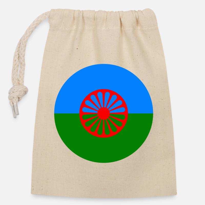 autocollant rond drapeau du peuple roumain idée cadeau - Sac cadeau en coton avec cordon (14 x 20 cm) - nature