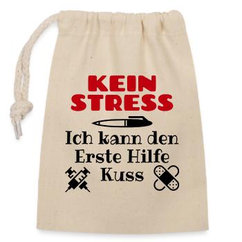 Erste Hilfe Krankenschwester Sozialarbeiter Arzt - Verschließbarer Geschenkbeutel aus Baumwolle (14x20cm) - Natur - Vorne