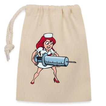 Nurse syringe injection vaccination profession - Closable cotton gift bag (14x20cm) - nature - Front