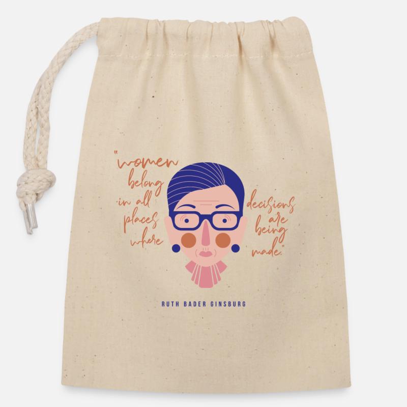 Ruth Bader Ginsburg - Closable cotton gift bag (14x20cm) - nature