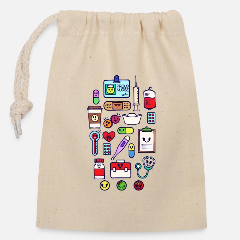 Infirmière soignante soignante infirmière - Sac cadeau en coton avec cordon (14 x 20 cm) - nature