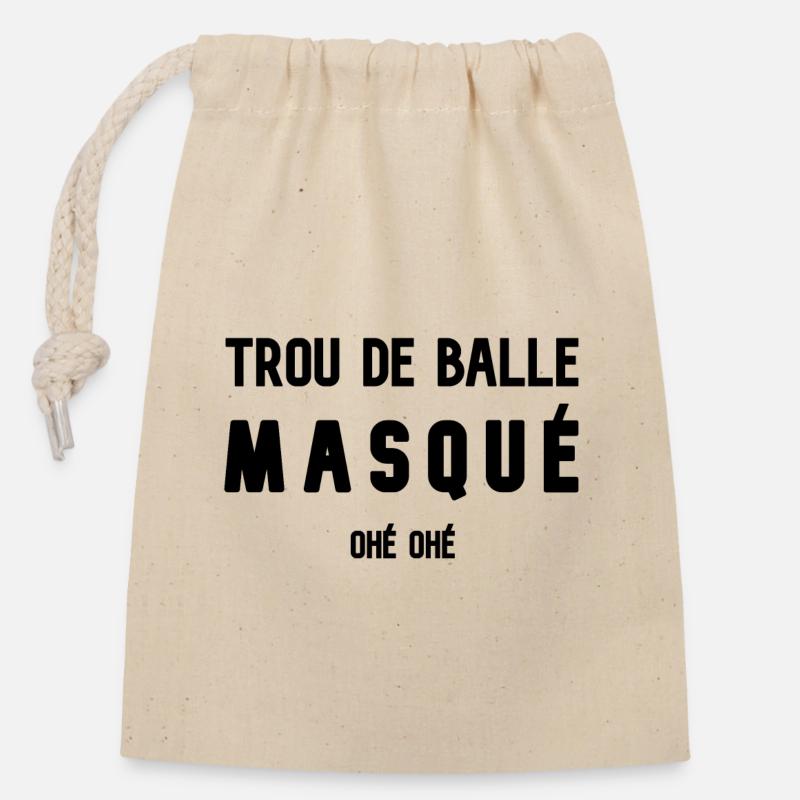 Trou de balle masqué (ohé ohé) - Sac cadeau en coton avec cordon (14 x 20 cm) - nature