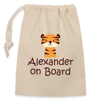 Alexander on board - Closable cotton gift bag (14x20cm) - nature - Front