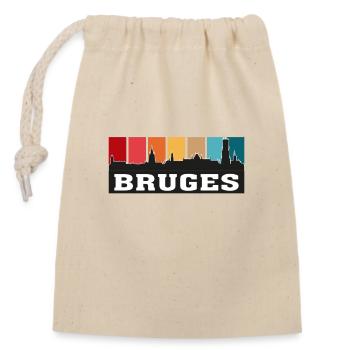 Bruges Belgique Voyage Skyline Souvenirs Silhouette - Sac cadeau en coton avec cordon (14 x 20 cm) - nature - Devant
