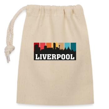 Liverpool Angleterre Voyage Souvenir Skyline Landmark - Sac cadeau en coton avec cordon (14 x 20 cm) - nature - Devant