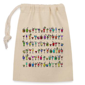 Cocktail long drink drinking party alcohol partying - Closable cotton gift bag (14x20cm) - nature - Front