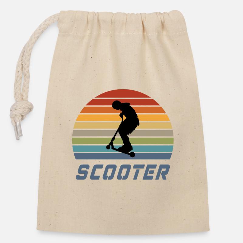 Scooter Vintage Design / Geschenkidee - Verschließbarer Geschenkbeutel aus Baumwolle (14x20cm) - Natur
