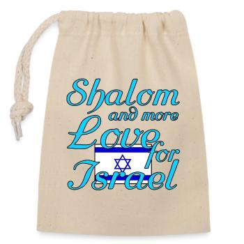Shalom Liebe Israel Juden Sprüche - Verschließbarer Geschenkbeutel aus Baumwolle (14x20cm) - Natur - Vorne