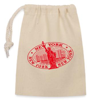 New York USA Reise Souvenir Stempel Abzeichen Aufkleber - Verschließbarer Geschenkbeutel aus Baumwolle (14x20cm) - Natur - Vorne