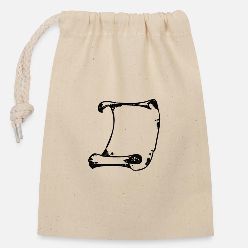 Black brush frame - Closable cotton gift bag (14x20cm) - nature