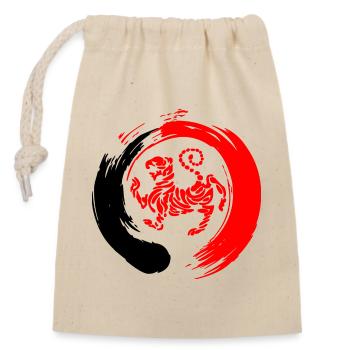 Tigre de Shotokan dans le signe zen - Sac cadeau en coton avec cordon (14 x 20 cm) - nature - Devant