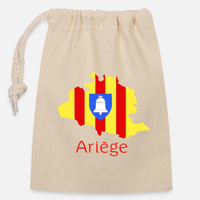 ariège - Sac cadeau en coton avec cordon (14 x 20 cm) - nature