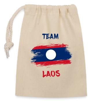 Team Laos Flaggen Design / Geschenk - Verschließbarer Geschenkbeutel aus Baumwolle (14x20cm) - Natur - Vorne