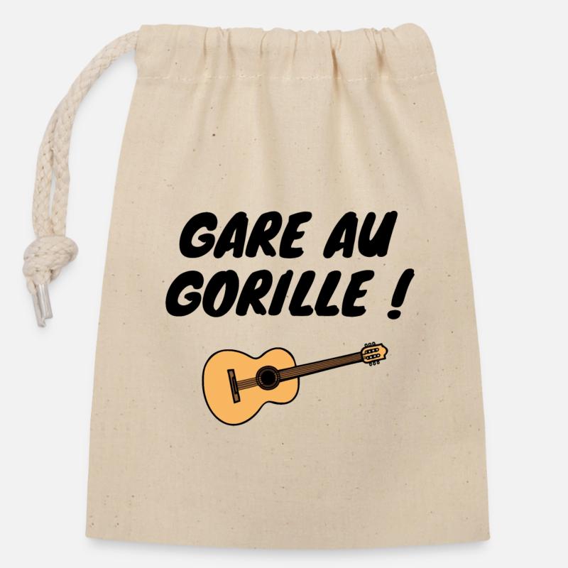 Gare au Gorille - Sac cadeau en coton avec cordon (14 x 20 cm) - nature