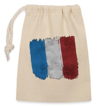 Drapeau Français - Sac cadeau en coton avec cordon (14 x 20 cm) - nature - Devant