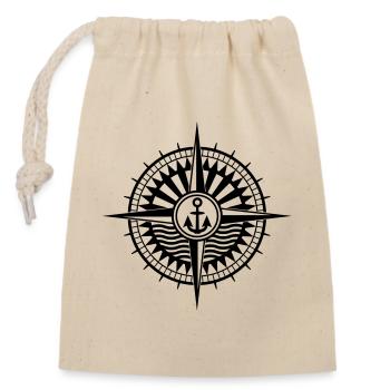 Cool marin compas avec ancre et rose des vents - Sac cadeau en coton avec cordon (14 x 20 cm) - nature - Devant