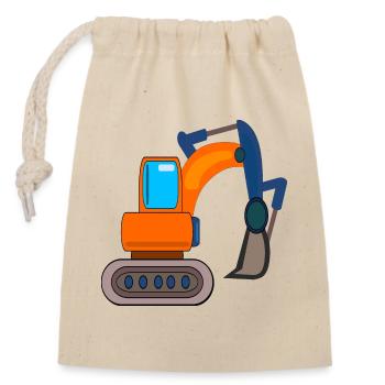 CONSTRUCTION SITE EXCAVATOR CHILDREN DIGGING - Closable cotton gift bag (14x20cm) - nature - Front