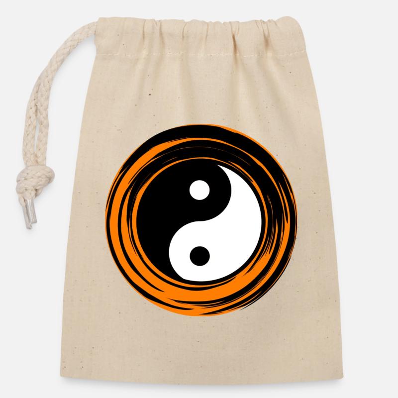 Yin-Yang orange - Verschließbarer Geschenkbeutel aus Baumwolle (14x20cm) - Natur