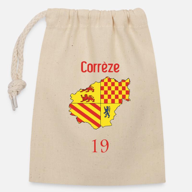 Corrèze - Sac cadeau en coton avec cordon (14 x 20 cm) - nature