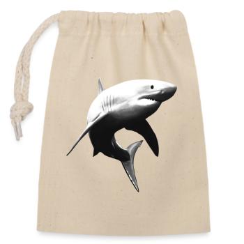 Great white shark - Closable cotton gift bag (14x20cm) - nature - Front