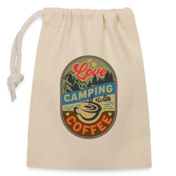 Vintage Rétro drôle camping citation Badge Aventure - Sac cadeau en coton avec cordon (14 x 20 cm) - nature - Devant
