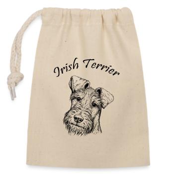 Irish Terrier Portrait - Closable cotton gift bag (14x20cm) - nature - Front