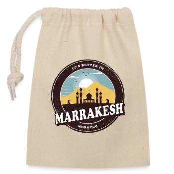 Marrakech Morocco Vintage Mosque Design - Closable cotton gift bag (14x20cm) - nature - Front
