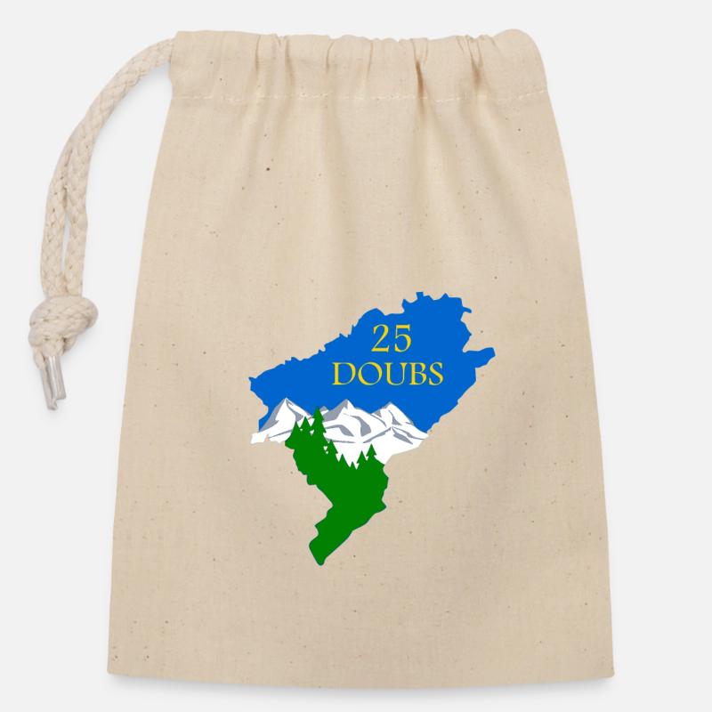 Doubs - Sac cadeau en coton avec cordon (14 x 20 cm) - nature