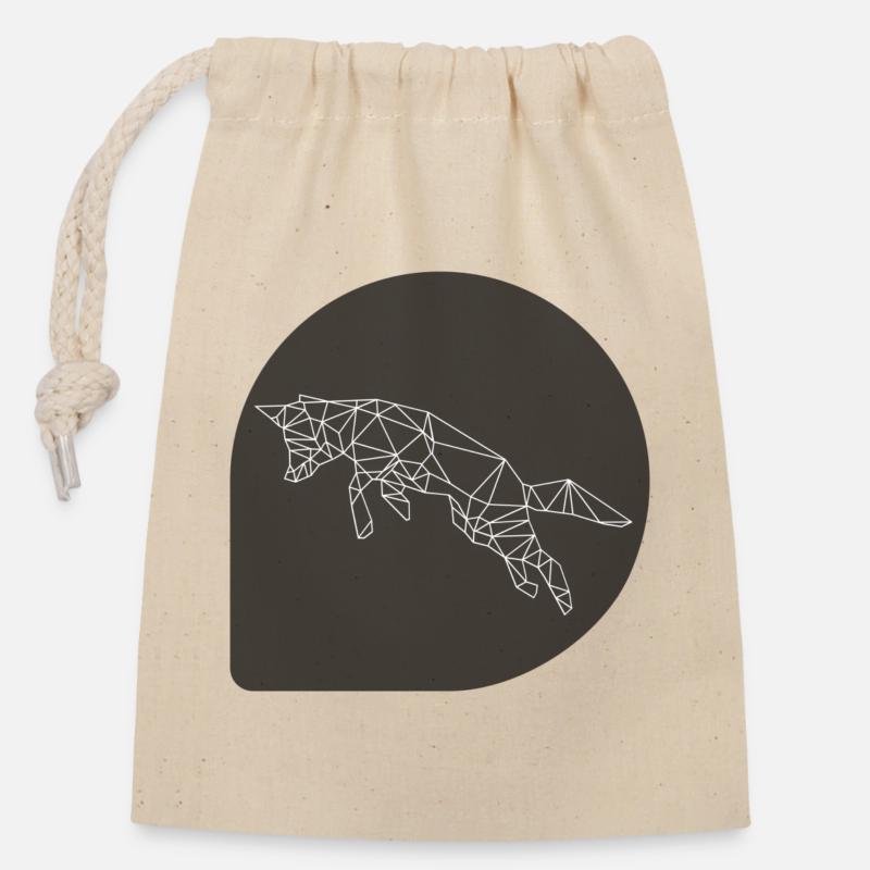 Fox - Closable cotton gift bag (14x20cm) - nature