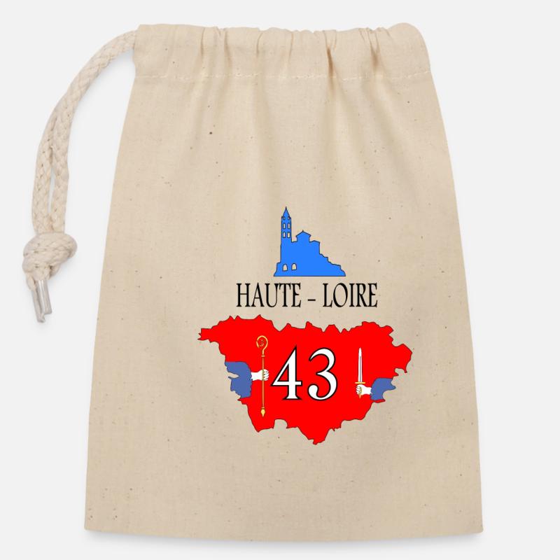 Haute-loire - Sac cadeau en coton avec cordon (14 x 20 cm) - nature