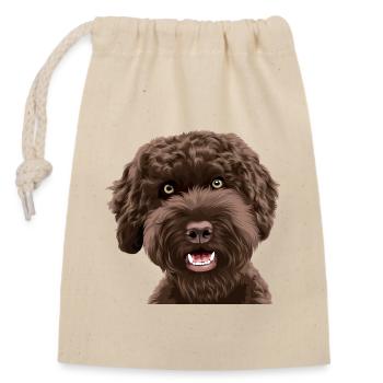 Chien Gribouillé Labradoodle - Sac cadeau en coton avec cordon (14 x 20 cm) - nature - Devant