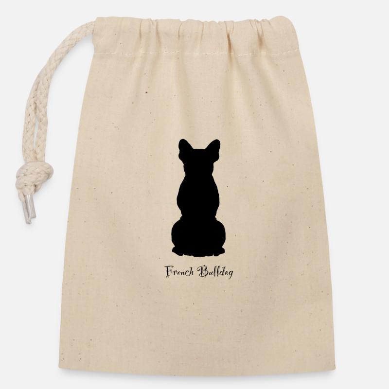French Bulldog - Verschließbarer Geschenkbeutel aus Baumwolle (14x20cm) - Natur