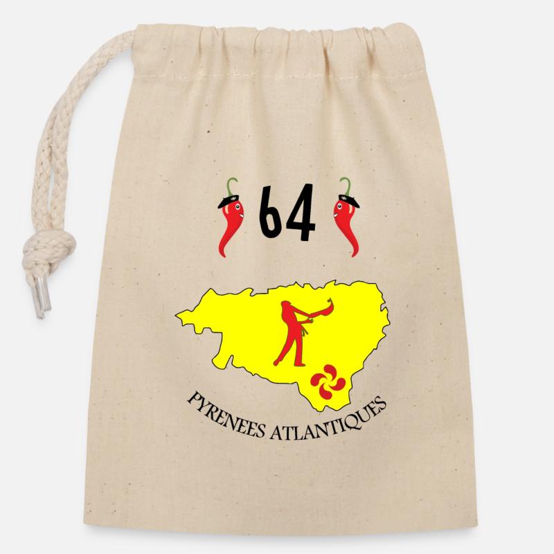Pyrénées atlantiques - Sac cadeau en coton avec cordon (14 x 20 cm) - nature