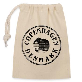 Copenhagen Denmark – Waterfront Emblem - Closable cotton gift bag (14x20cm) - nature - Front