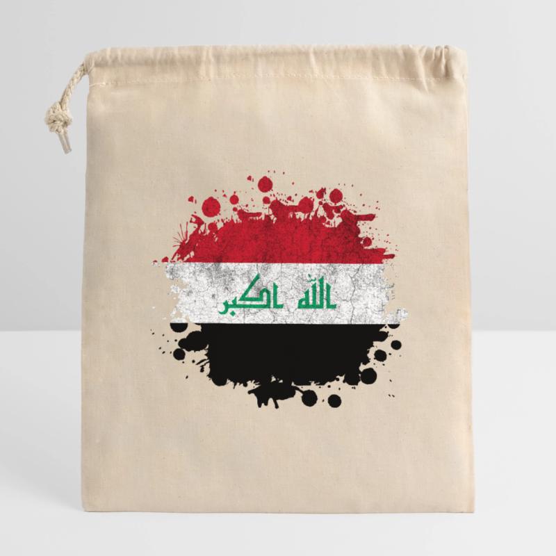 Conception de drapeaux Splash Irak Sac cadeau en coton avec cordon (14 x 20 cm)