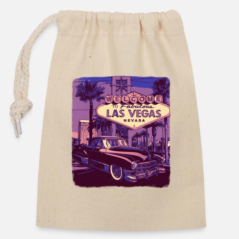 Fabuleux Las Vegas Sin City - Sac cadeau en coton avec cordon (14 x 20 cm) - nature
