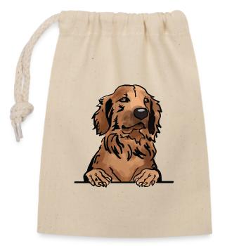 Golden Retriever Dog pour les amateurs de chiens qui regardent - Sac cadeau en coton avec cordon (14 x 20 cm) - nature - Devant