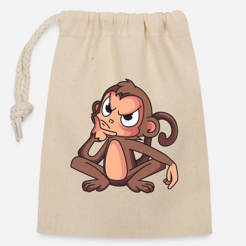 Clever Monkey - Closable cotton gift bag (14x20cm) - nature