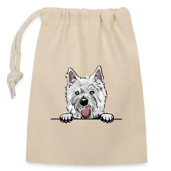 Westie Dog pour les amateurs de chiens qui regardent - Sac cadeau en coton avec cordon (14 x 20 cm) - nature - Devant