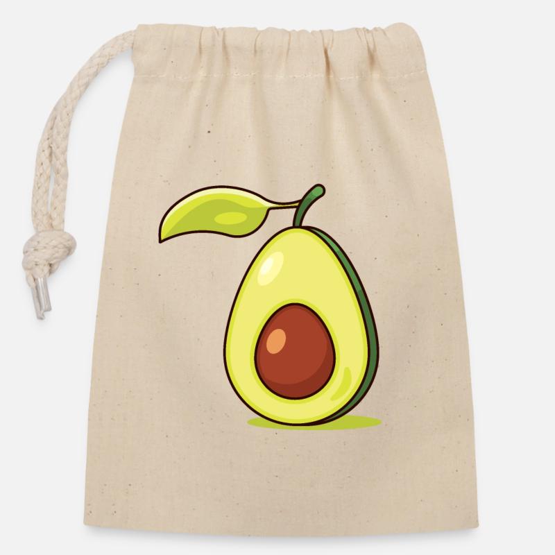 Avocado - Verschließbarer Geschenkbeutel aus Baumwolle (14x20cm) - Natur