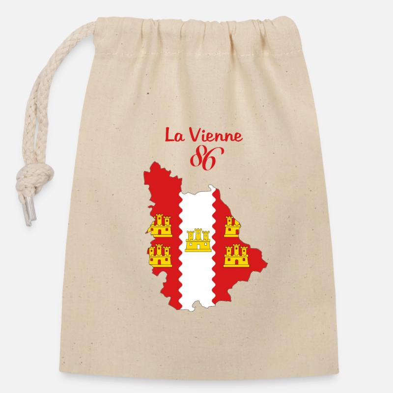 La Vienne - Sac cadeau en coton avec cordon (14 x 20 cm) - nature