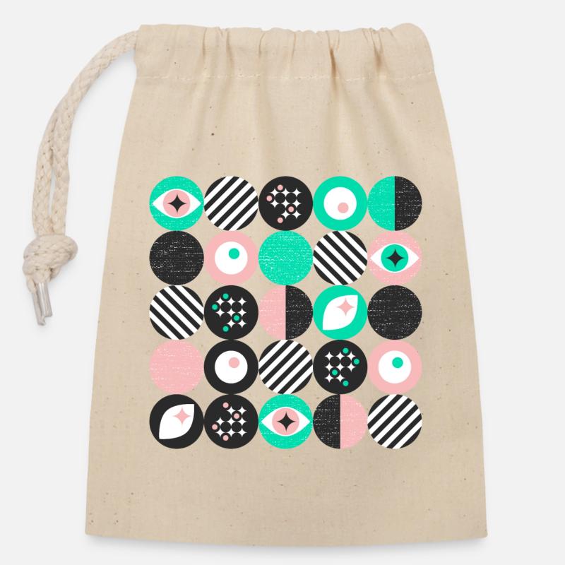 minimalisme audacieux l points l menthe & rose - Sac cadeau en coton avec cordon (14 x 20 cm) - nature