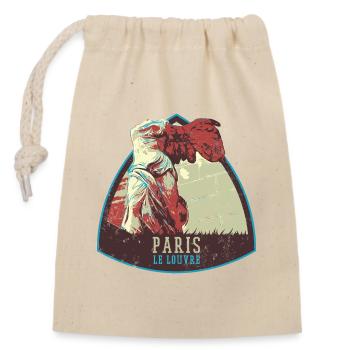 Badge retro, Paris France est ma ville natale - Sac cadeau en coton avec cordon (14 x 20 cm) - nature - Devant