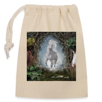 Wonderful white unicorn - Closable cotton gift bag (14x20cm) - nature - Front