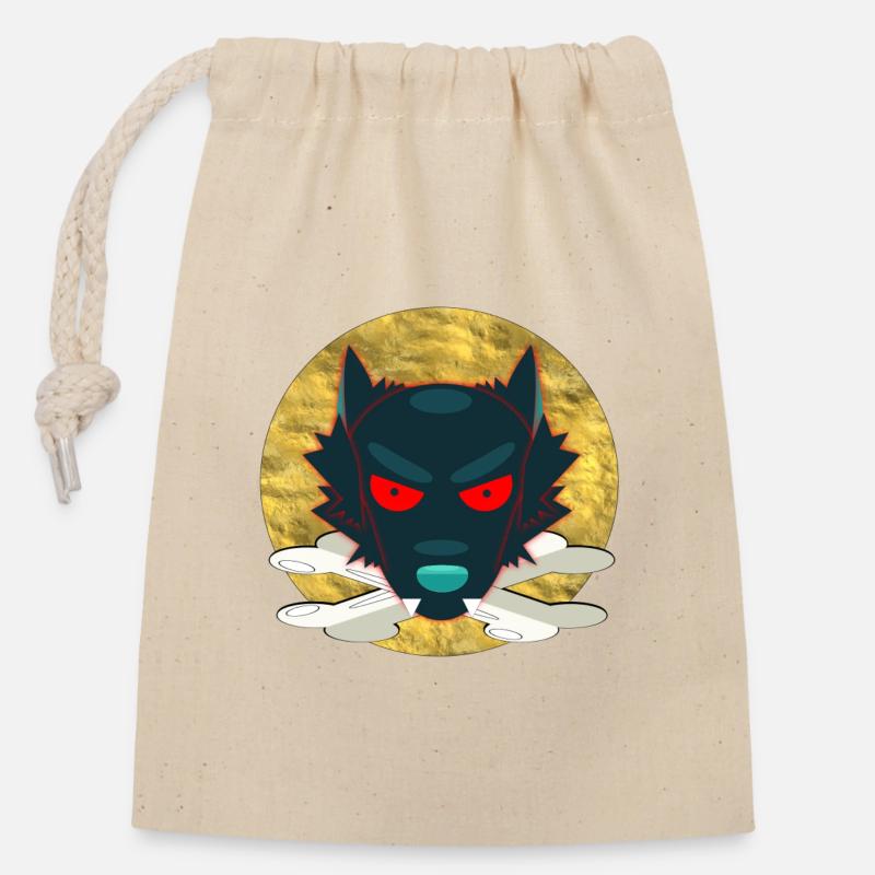 Wolf554 - Closable cotton gift bag (14x20cm) - nature