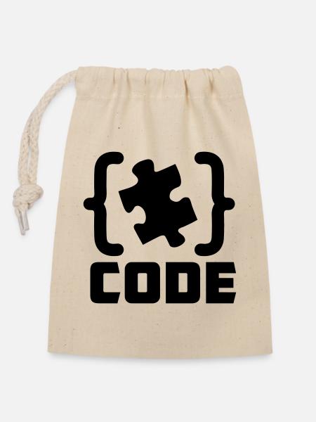 Programmierer Code-Puzzle-Lösung - Verschließbarer Geschenkbeutel aus Baumwolle (14x20cm) - Natur