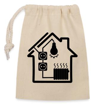 Maison à énergie solaire - Sac cadeau en coton avec cordon (14 x 20 cm) - nature - Devant