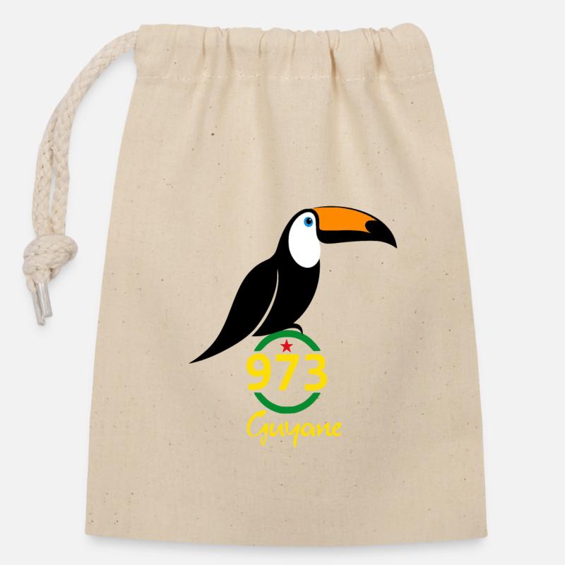 Guyane - Sac cadeau en coton avec cordon (14 x 20 cm) - nature