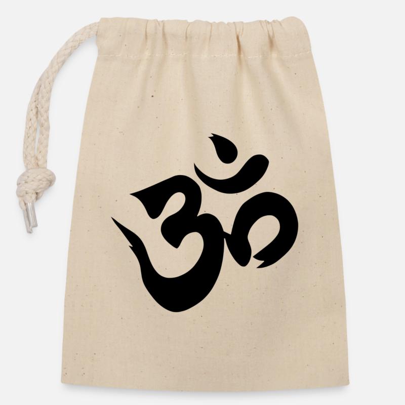 Om - Closable cotton gift bag (14x20cm) - nature